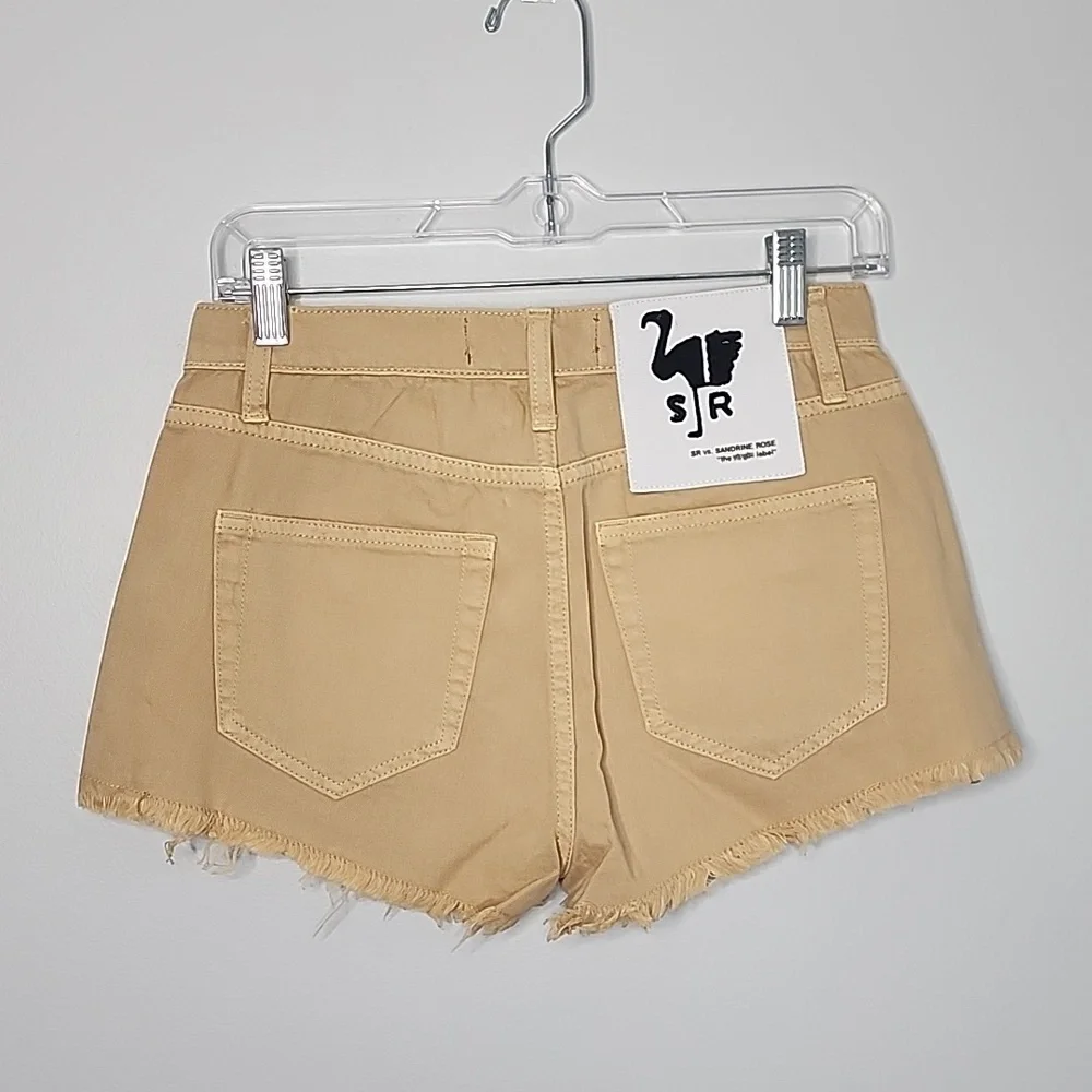 Sandrine Rose by Free People Beige Shorts with Side Zippers Size 25